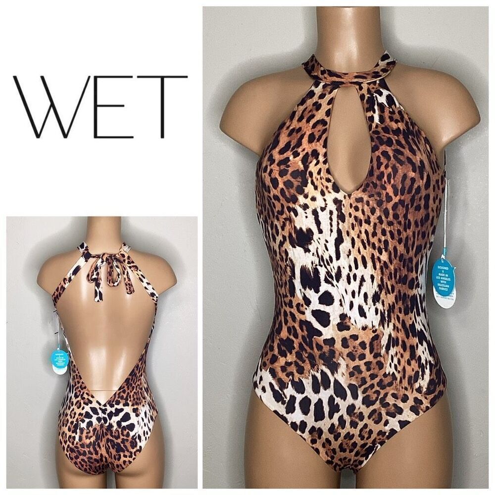 New. WET from L.A. leopard swimsuit. Small. Retails $148
